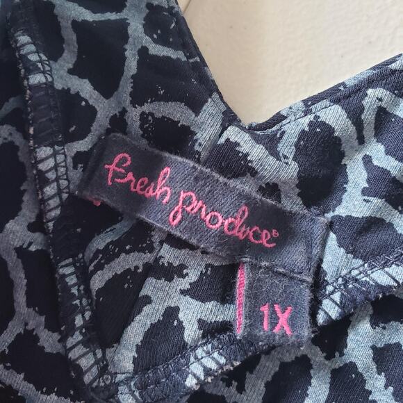 Fresh Produce Dress Womens 1X Sleeveless Made in USA E263 Rayon Stretch Pattern - Picture 3 of 9